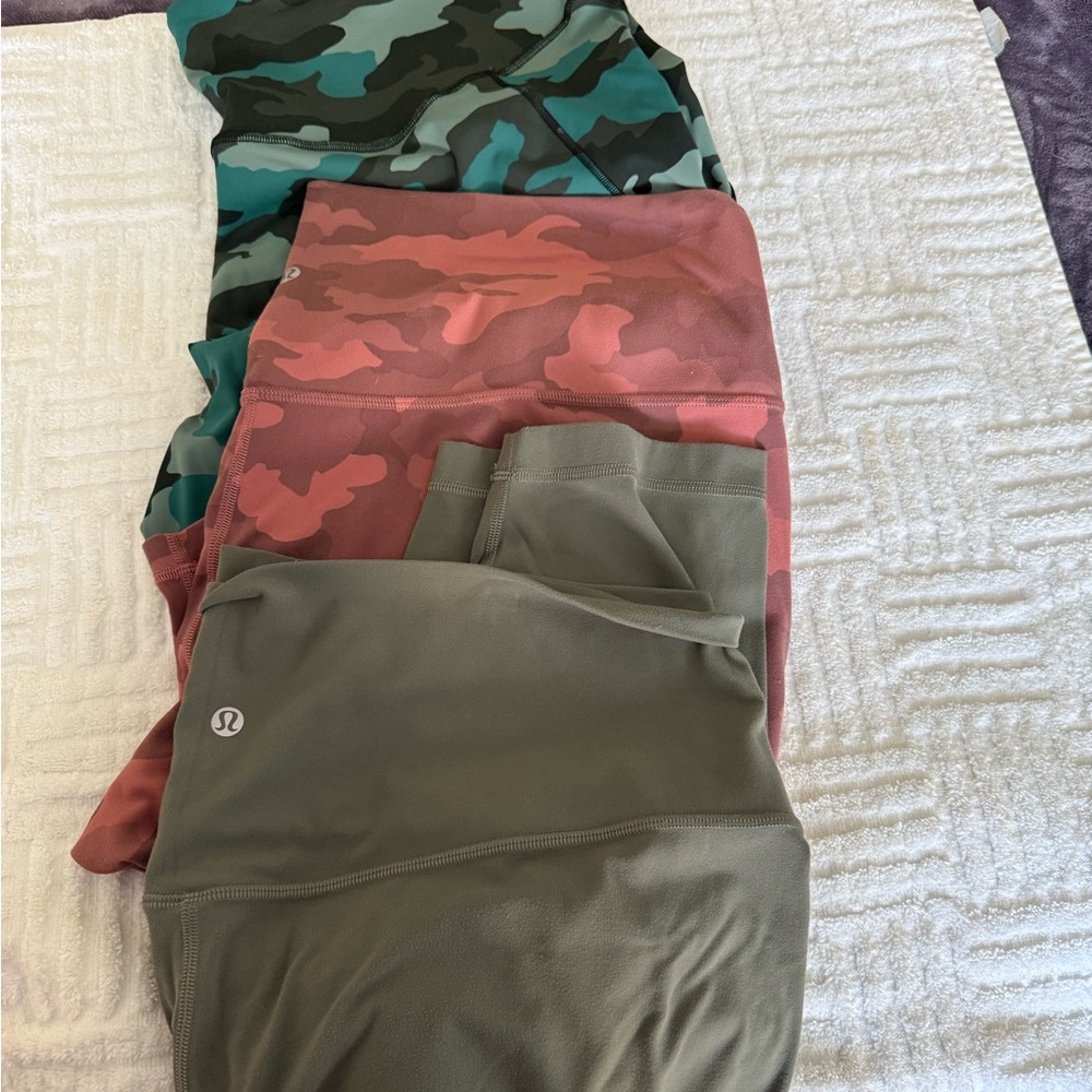 lululemon athletica Camouflage and Olive Leggings. 3 pair of leggings!!!!!!!